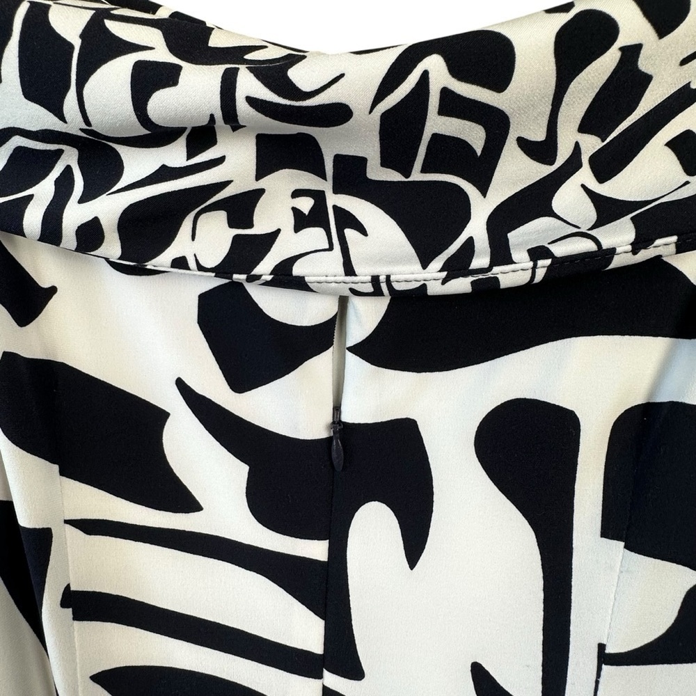Joseph Ribkoff dress black-white Off-shoulder silhouette pattern Sz 6 - Picture 8 of 13